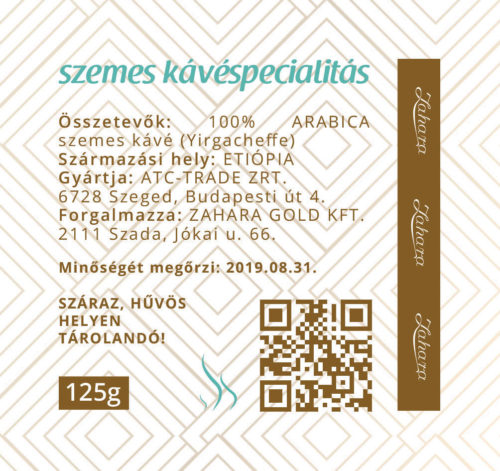 Zahara Etiópia kézműves single origin szemes kávé