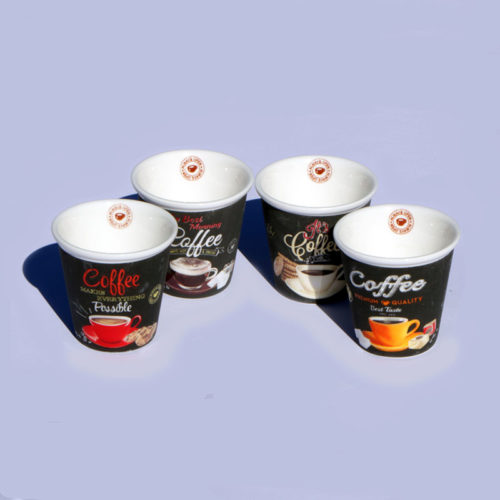 COFFEE TIME Porcelán csésze szett 4 db espresso csésze retro kávés csésze