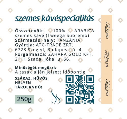 Tanzánia Tweega Supremo single origin szemes kávé Zahara