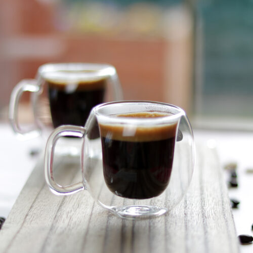 Duplafalú hőálló üveg espresso kávéscsésze szett