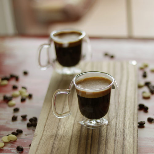 Duplafalú hőálló üveg espresso kávéscsésze szett