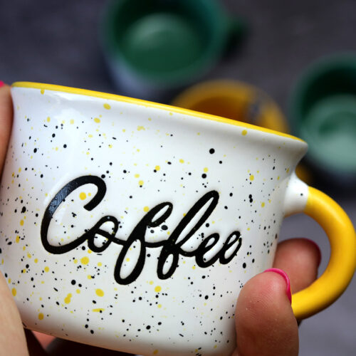 fém hatású kerámia vintage espresso kávéscsésze készlet pasztell színekben