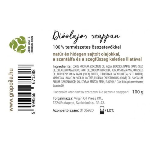 Grapoila dióolajos natúr szappan száraz bőrre
