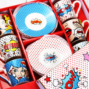 POP ART olasz kávéscsésze készlet díszdobozban