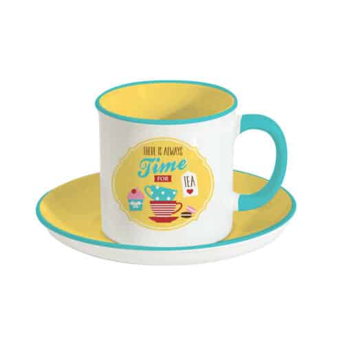 TEABREAK retro teásbögre alátéttel 225ml - sárga - Image 8