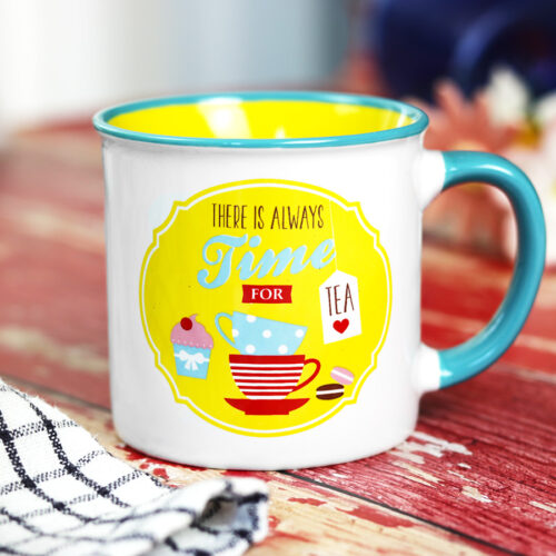 TEABREAK retro teásbögre alátéttel 225ml - sárga - Image 3